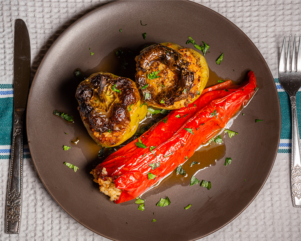 Gemista végétarien (légumes farcis au riz)